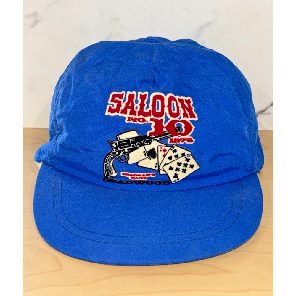 Vintage Saloon No 10 Deadwood Hat Blue Snapback Western Casino Cap USA RARE